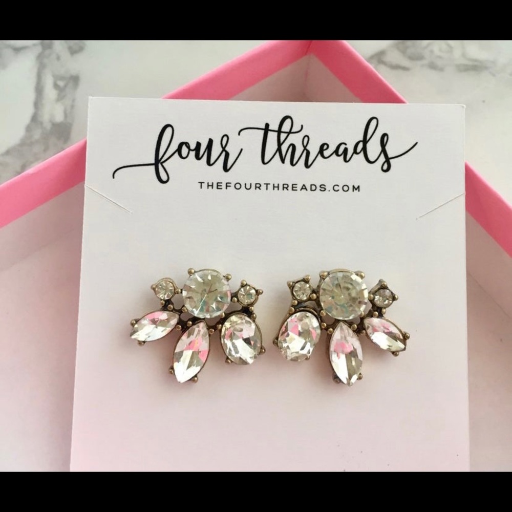 Four Threads gem cluster stud statement earrings - never been worn